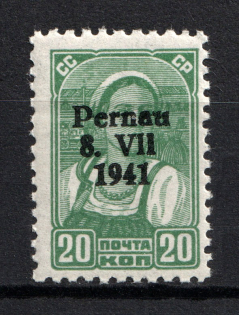 1941 20k Occupation of Estonia Parnu Pernau, Germany (Perforated, Type I, CV $100, MNH)