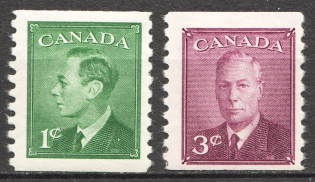 1950 Canada British Empire Coil Stamps Perf. 9.5 (Full Set)