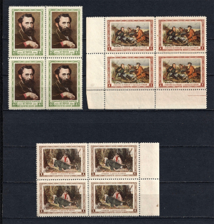 1956 Perov Russian Painter, Soviet Union USSR (Blocks of Four, Full Set, MNH)
