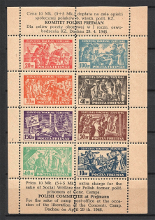 1945 Poland Dachau Red Cross Camp Post (Block, MNH)