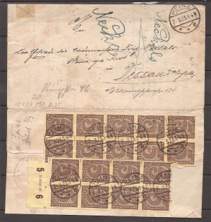 1923 Germany Service mail cover with control text CV 250 EUR