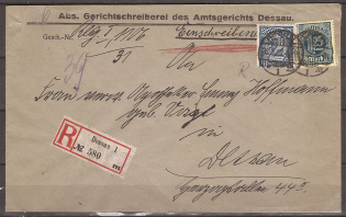 1922 Germany Service mail registered cover with cinderella