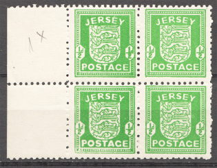 1941-42 Germany Occupation of Jersey Block of Four 0.5 P (MNH)