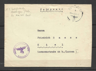 1941 Third Reich fieldpost censorship cover Bres - Kiel