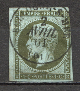 1853-61 France 1 C (CV $120, Canceled)