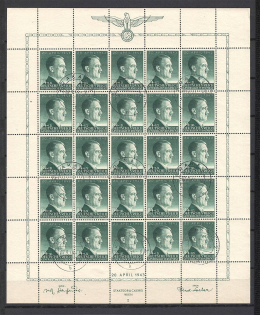 1943 Germany General Government Cancellation Krakow Full Sheet 84 Gr + 1 Zl