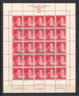 1943 Germany General Government Cancellation Krakow Full Sheet 24 Gr + 1 Zl