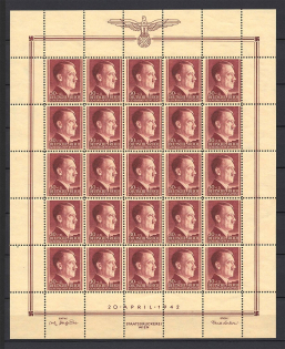1942 Germany General Government Full Sheet 30 Gr+1 Zl (MNH)