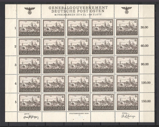 1943-44 Germany General Government Full Sheet 6 Zl (MNH)