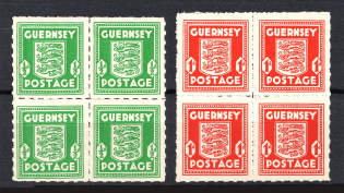 1941-44 Germany Occupation of Guernsey Blocks of Four (CV $145)