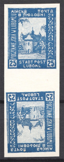 1919 Ukraine Liuboml Gutter-pair Tete-beche `25` (MNH)