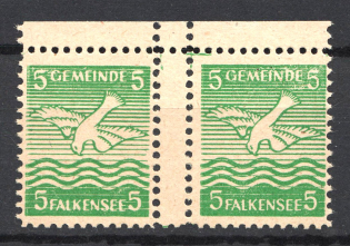 1945 5Pf Falkensee, Local Mail, Soviet Russian Zone of Occupation, Germany (Gutter Pair, MNH)