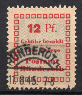 1945 12Pf Runderoth, Local Mail, Soviet Russian Zone of Occupation (Mi.#3AI, CV $45, Signed, RUNDEROTH Postmark)