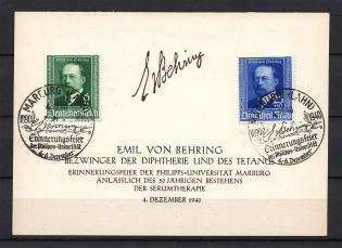 1940 Third Reich, Emil von Behring, Germany (Full Set, Special Cancelation MARBURG)