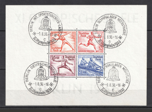 1936 Third Reich, Germany (Block Sheet #6, CV $85, Canceled)