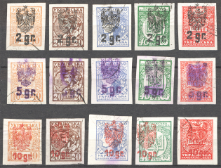 Ukrainian Stamps with Polish Overprints (Full Sets, Cancelled)