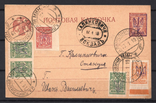 1919 Kalinkovichi - Local Postal Card Railway Station Postmark (Kiev 2)