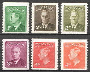 1949-51 Canada British Empire Coil Stamps Perf. 9.5 (Full Set)