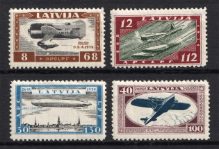 1933 Latvia Airmail (Mi. 228 A - 231 A, Perforated, Full Set, CV $300, MNH)