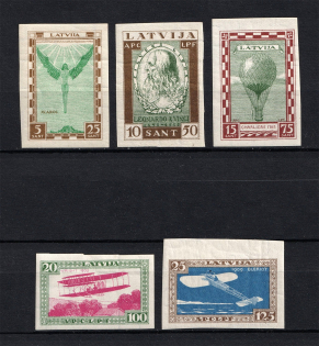 1932 Latvia Airmail (Imperforated, Full Set, CV $145, MNH/MH)