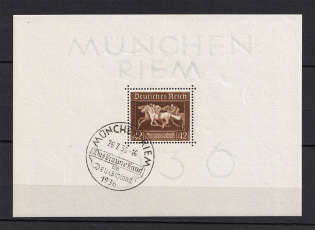 1936 Third Reich, Germany (Souvenir Sheet Mi. 4x, Special Commemorative Cancellation MUNICH, CV $25)