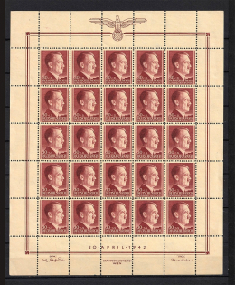 1942 30g+1Z General Government, Germany (Full Sheet, MNH/MLH)