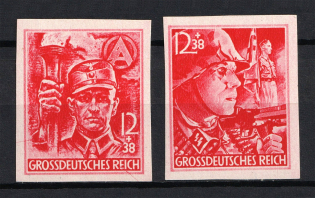 1945 Third Reich Last Issue, Germany (Imperforated, Full Set, MNH)