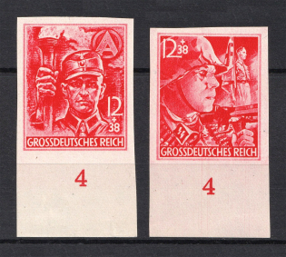 1945 Third Reich Last Issue, Germany (Imperforated, Control Numbers `4`, Signed, Full Set, MNH)