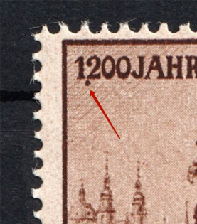 1944 Third Reich, Germany (Mi. 886 I, Dot under `1200`, Print Error, Full Set, CV $110, MNH)