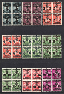 1940 General Government, Germany (3 Scans, Blocks of Four, Mi. 14-39, CV $470, MNH)