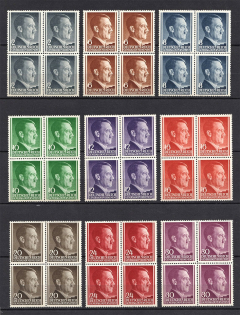 1941 General Government, Germany (2 Scans, Blocks of Four, Full Set, CV $40, MNH)