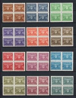 1943 General Government, Germany Official Stamps (Blocks of Four, Full Set, CV $25, MNH)