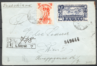1940 USSR Reich Censored Registered Cover Lviv - Vienna (Austria)
