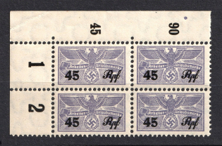 45Rpf Holiday Contribution Stamps, Germany (Control Numbers, Block of Four, MNH)