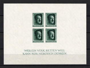 1937 Third Reich, Germany (Souvenir Sheet Mi. 8, CV $285, MNH)