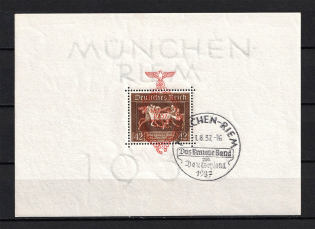 1937 Third Reich, Germany (Souvenir Sheet Mi. 10, MUNICH-ROME Postmark, CV $170)