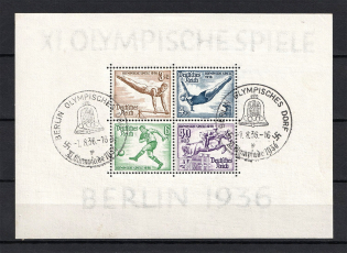 1936 Third Reich, Germany (Souvenir Sheet Mi. 5x, Special Commemorative Cancellation BERLIN, CV $85)