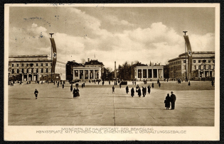 1937 Munich The Capital City of the Movement. Konigsplatz with Fiihrerhaus, Temple of Honor and Administration Building.