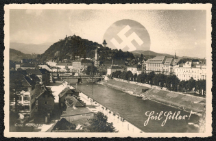1938 Graz, Mur Schlossberg Heil Hitler! Special Postmark was used only on 20 April 1938,