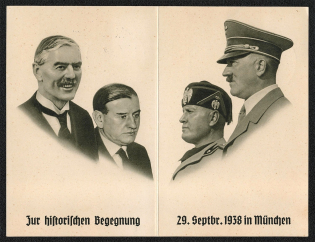1938 To the Historical Meeting 29 September 1938 in Munchen Two-part separable souvenir card