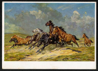 "1937 Munich House of German Art Adolf Roloff ""Escaping Horses"""