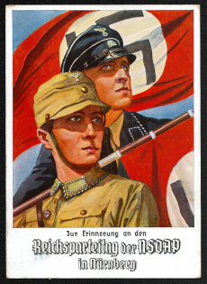 1934 Reich party rally of the NSDAP in Nuremberg, SA and SS Men, RARE card !!
