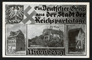 1935 Reich party rally of the NSDAP in Nuremberg, Albrecht Durer’s house, the Imperial Castle, and the Bratwurstglockle, a “Beer Restaurant”