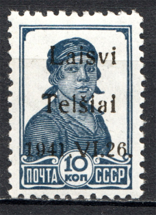 1941 Germany Occupation of Lithuania Telsiai 10 Kop (Type II, MNH)