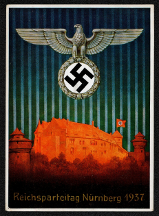 1937 Reich party rally of the NSDAP in Nuremberg, Castle with Eagle and Search Lights