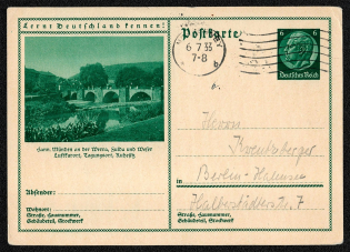 1933 Hannover, leading into the Werra, Fulda and Weser Rivers with climatic health resorts