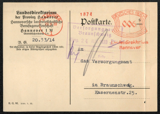 1933 Mailed 23 August in Hannover from the State Director of Hannover Province