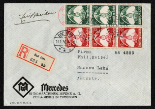 1936 A postally used, registered commercial cover from the Mercedes Office of Machine Works