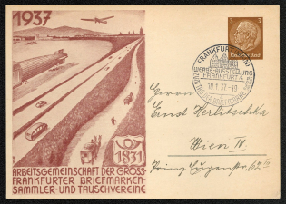1937 Frankfurt (Main) Privately printed card with Special postmark Frankfurt Publicity Exhibit for the Day of the Postage Stamp
