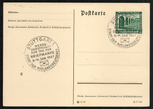 1937 Post card franked with Scott B96 Specil postmark Day of the Stamp Exhibition